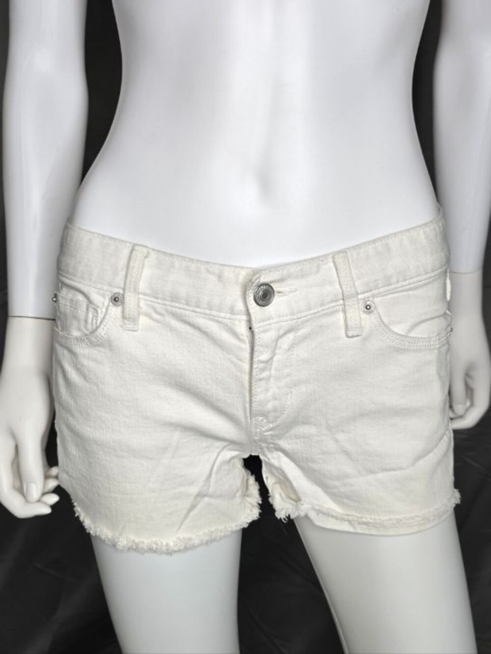 LOFT White Frayed Hem Denim Shorts